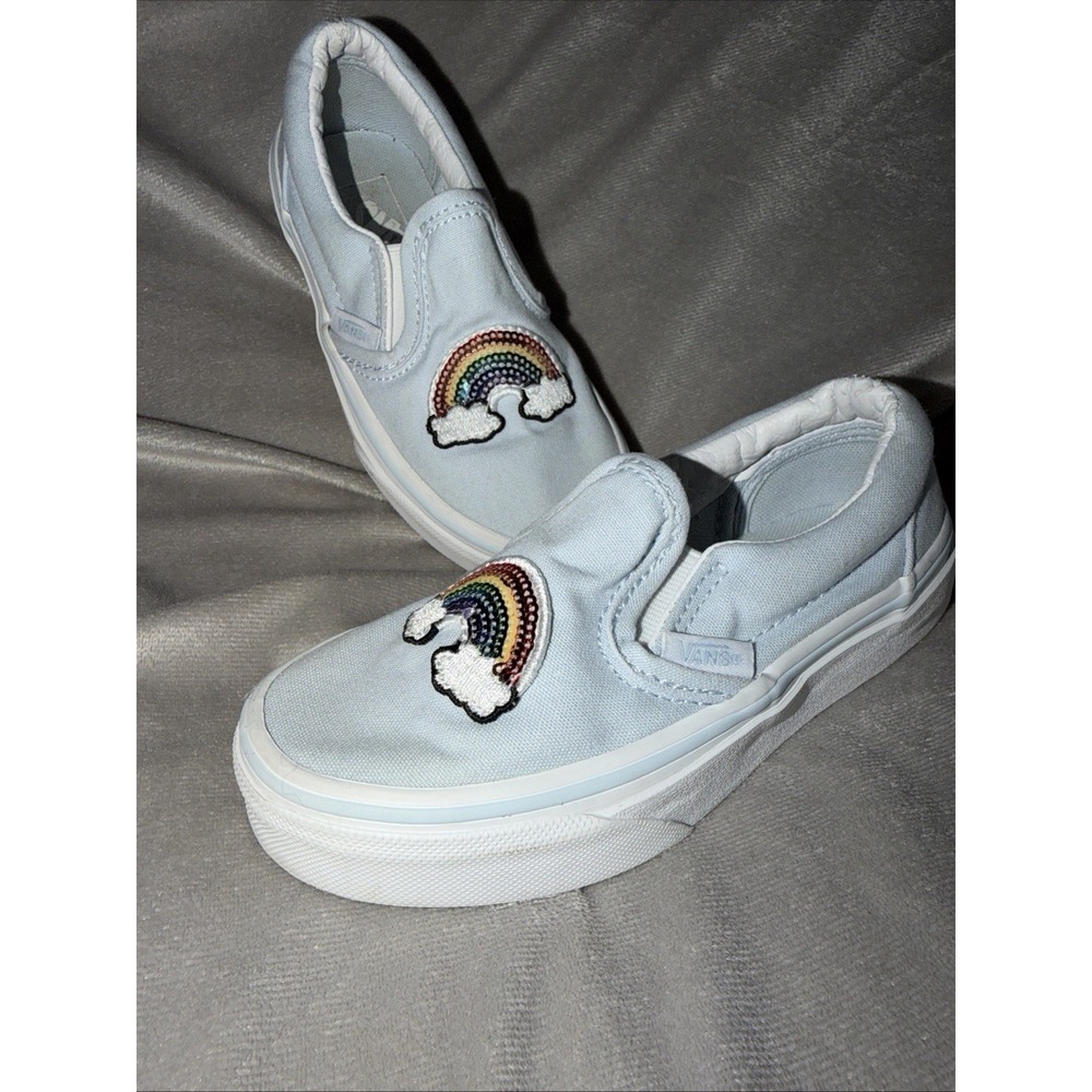 Vans Girls Slip On Size Kids Youth US 11 UK 10.5 EUR 27.5 Blue Rainbow